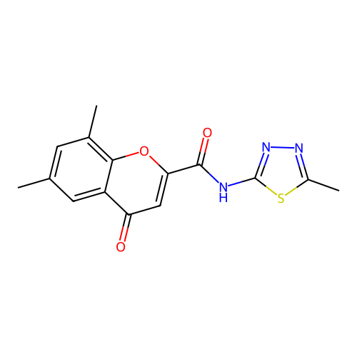 6,8-dimethyl-N-(5-methyl-1,3,4-thiadiazol-2-yl)-4-oxo-4H-chromene-2-carboxamide structure