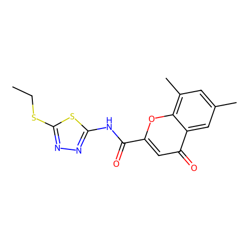 N-[5-(ethylsulfanyl)-1,3,4-thiadiazol-2-yl]-6,8-dimethyl-4-oxo-4H-chromene-2-carboxamide structure