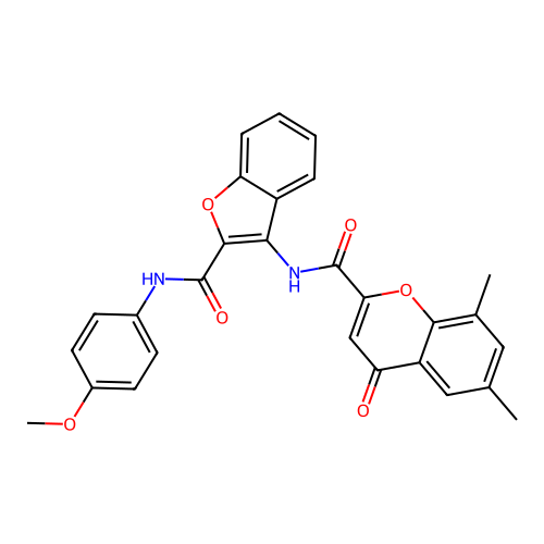 N-{2-[(4-methoxyphenyl)carbamoyl]-1-benzofuran-3-yl}-6,8-dimethyl-4-oxo-4H-chromene-2-carboxamide structure