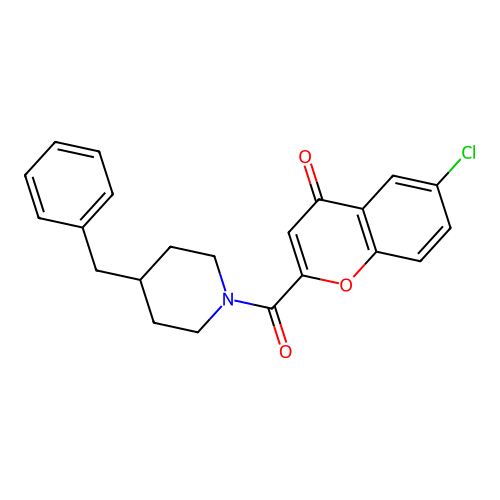 2-[(4-benzylpiperidin-1-yl)carbonyl]-6-chloro-4H-chromen-4-one structure
