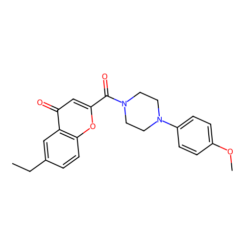 6-ethyl-2-{[4-(4-methoxyphenyl)piperazin-1-yl]carbonyl}-4H-chromen-4-one structure