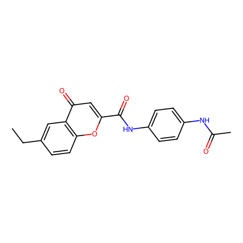 N-[4-(acetylamino)phenyl]-6-ethyl-4-oxo-4H-chromene-2-carboxamide structure