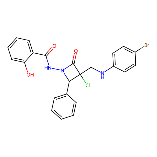 Benzamide, N-(3-(((4-bromophenyl)amino)methyl)-3-chloro-2-oxo-4-phenyl-1-azetidinyl)-2-hydroxy- structure