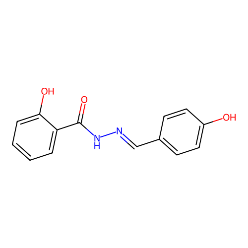 2-hydroxy-N-[(4-hydroxyphenyl)methylideneamino]benzamide structure