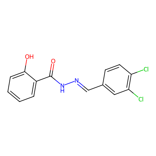 N-[(3,4-dichlorophenyl)methylideneamino]-2-hydroxybenzamide structure