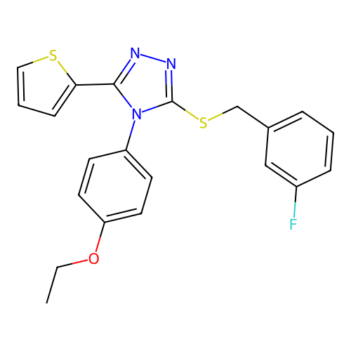 4-(4-ethoxyphenyl)-3-[(3-fluorobenzyl)sulfanyl]-5-(thiophen-2-yl)-4H-1,2,4-triazole structure