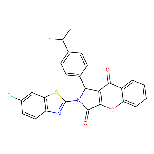 2-(6-fluoro-1,3-benzothiazol-2-yl)-1-[4-(propan-2-yl)phenyl]-1,2-dihydrochromeno[2,3-c]pyrrole-3,9-dione structure