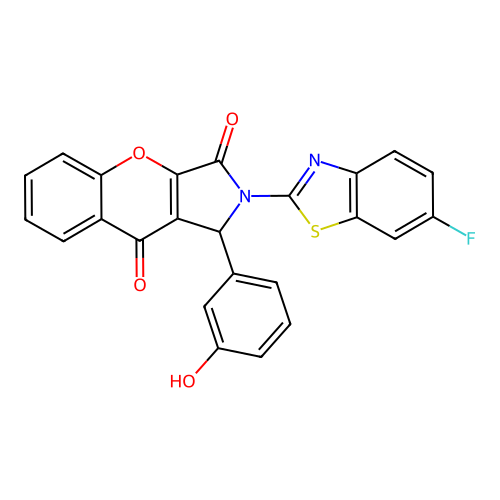 2-(6-fluoro-1,3-benzothiazol-2-yl)-1-(3-hydroxyphenyl)-1,2-dihydrochromeno[2,3-c]pyrrole-3,9-dione structure