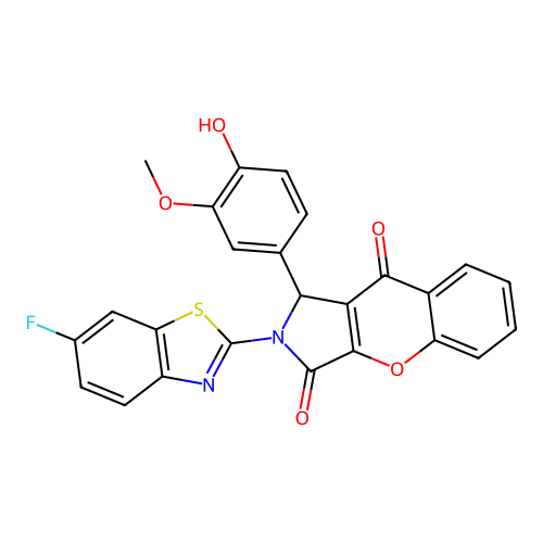 2-(6-fluoro-1,3-benzothiazol-2-yl)-1-(4-hydroxy-3-methoxyphenyl)-1,2-dihydrochromeno[2,3-c]pyrrole-3,9-dione structure