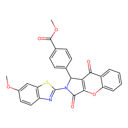 methyl 4-[2-(6-methoxy-1,3-benzothiazol-2-yl)-3,9-dioxo-1,2,3,9-tetrahydrochromeno[2,3-c]pyrrol-1-yl]benzoate structure