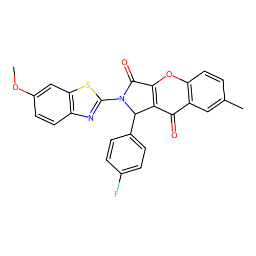 1-(4-fluorophenyl)-2-(6-methoxy-1,3-benzothiazol-2-yl)-7-methyl-1,2-dihydrochromeno[2,3-c]pyrrole-3,9-dione structure