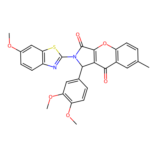 1-(3,4-dimethoxyphenyl)-2-(6-methoxy-1,3-benzothiazol-2-yl)-7-methyl-1,2-dihydrochromeno[2,3-c]pyrrole-3,9-dione structure