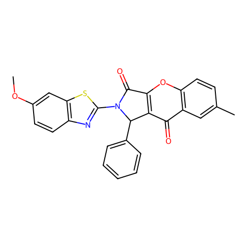 2-(6-methoxy-1,3-benzothiazol-2-yl)-7-methyl-1-phenyl-1,2-dihydrochromeno[2,3-c]pyrrole-3,9-dione structure
