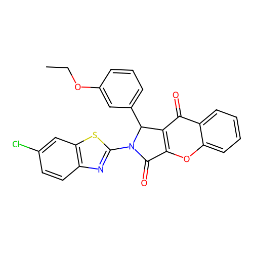 2-(6-chloro-1,3-benzothiazol-2-yl)-1-(3-ethoxyphenyl)-1,2-dihydrochromeno[2,3-c]pyrrole-3,9-dione structure