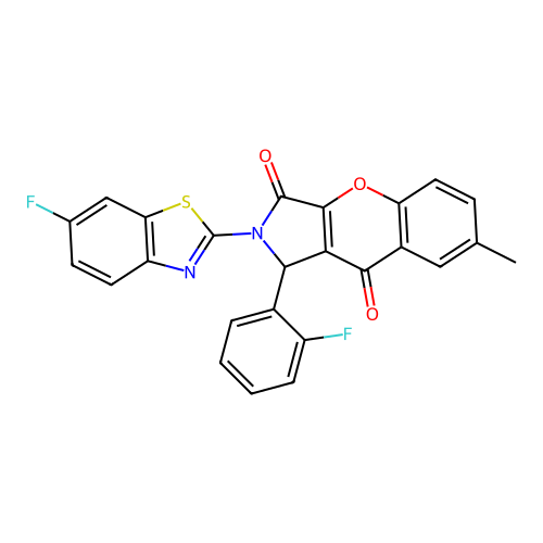 2-(6-fluoro-1,3-benzothiazol-2-yl)-1-(2-fluorophenyl)-7-methyl-1,2-dihydrochromeno[2,3-c]pyrrole-3,9-dione structure