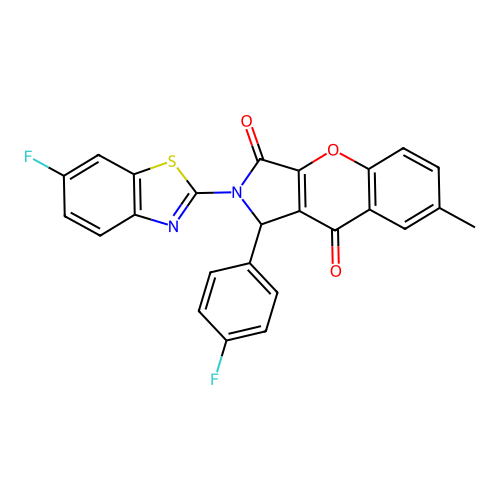 2-(6-fluoro-1,3-benzothiazol-2-yl)-1-(4-fluorophenyl)-7-methyl-1,2-dihydrochromeno[2,3-c]pyrrole-3,9-dione structure