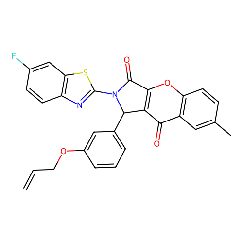 2-(6-fluoro-1,3-benzothiazol-2-yl)-7-methyl-1-[3-(prop-2-en-1-yloxy)phenyl]-1,2-dihydrochromeno[2,3-c]pyrrole-3,9-dione structure