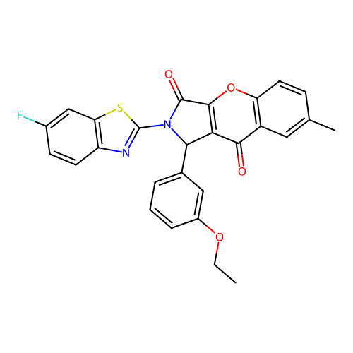 1-(3-ethoxyphenyl)-2-(6-fluoro-1,3-benzothiazol-2-yl)-7-methyl-1,2-dihydrochromeno[2,3-c]pyrrole-3,9-dione structure