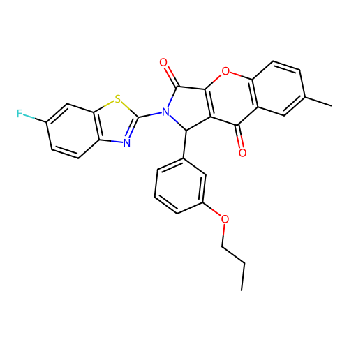 2-(6-fluoro-1,3-benzothiazol-2-yl)-7-methyl-1-(3-propoxyphenyl)-1,2-dihydrochromeno[2,3-c]pyrrole-3,9-dione structure