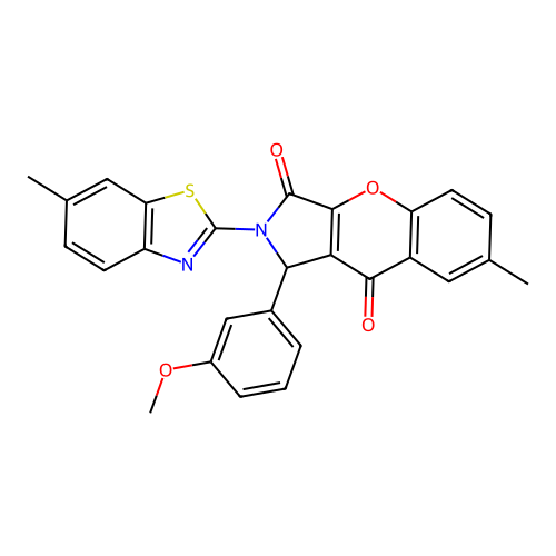 1-(3-methoxyphenyl)-7-methyl-2-(6-methyl-1,3-benzothiazol-2-yl)-1,2-dihydrochromeno[2,3-c]pyrrole-3,9-dione structure