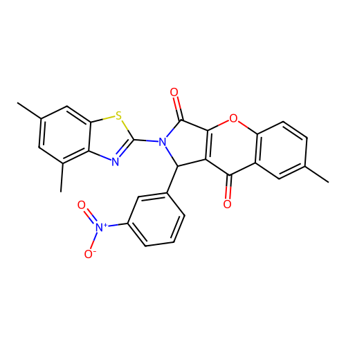 2-(4,6-dimethyl-1,3-benzothiazol-2-yl)-7-methyl-1-(3-nitrophenyl)-1,2-dihydrochromeno[2,3-c]pyrrole-3,9-dione structure