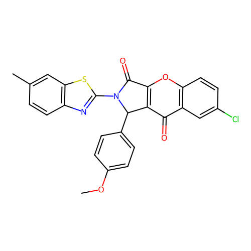 7-chloro-1-(4-methoxyphenyl)-2-(6-methyl-1,3-benzothiazol-2-yl)-1,2-dihydrochromeno[2,3-c]pyrrole-3,9-dione structure