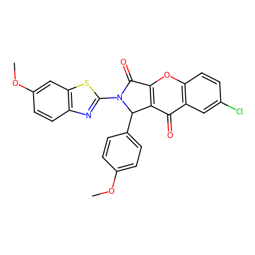 7-chloro-2-(6-methoxy-1,3-benzothiazol-2-yl)-1-(4-methoxyphenyl)-1,2-dihydrochromeno[2,3-c]pyrrole-3,9-dione structure
