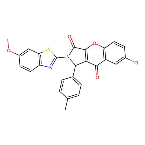 7-chloro-2-(6-methoxy-1,3-benzothiazol-2-yl)-1-(4-methylphenyl)-1,2-dihydrochromeno[2,3-c]pyrrole-3,9-dione structure