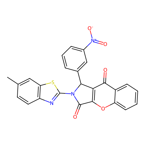 2-(6-methylbenzothiazol-2-yl)-1-(3-nitrophenyl)chromeno[2,3-c]3-pyrroline-3,9- dione structure