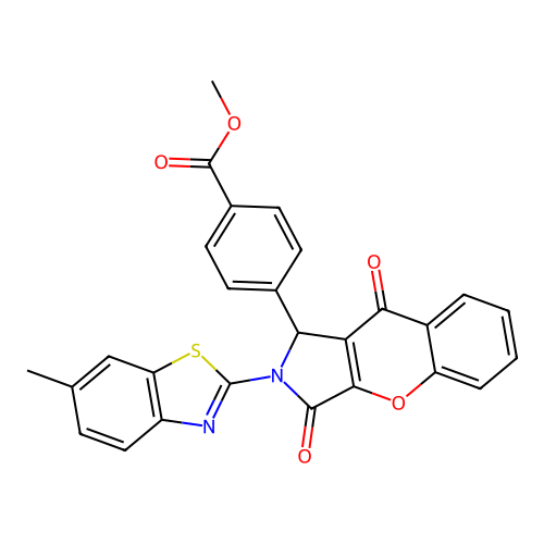 methyl 4-[2-(6-methyl-1,3-benzothiazol-2-yl)-3,9-dioxo-1,2,3,9-tetrahydrochromeno[2,3-c]pyrrol-1-yl]benzoate structure