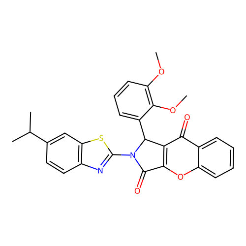 1-(2,3-dimethoxyphenyl)-2-[6-(propan-2-yl)-1,3-benzothiazol-2-yl]-1,2-dihydrochromeno[2,3-c]pyrrole-3,9-dione structure