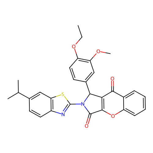 1-(4-ethoxy-3-methoxyphenyl)-2-[6-(propan-2-yl)-1,3-benzothiazol-2-yl]-1,2-dihydrochromeno[2,3-c]pyrrole-3,9-dione structure