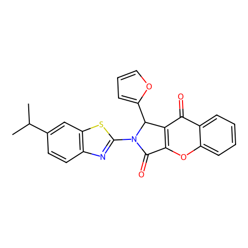 1-(furan-2-yl)-2-[6-(propan-2-yl)-1,3-benzothiazol-2-yl]-1,2-dihydrochromeno[2,3-c]pyrrole-3,9-dione structure