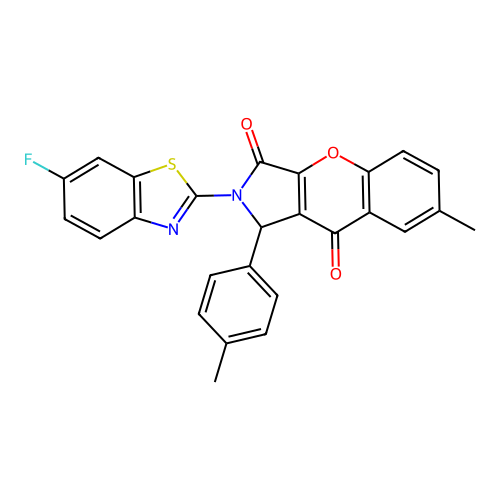 2-(6-fluoro-1,3-benzothiazol-2-yl)-7-methyl-1-(4-methylphenyl)-1,2-dihydrochromeno[2,3-c]pyrrole-3,9-dione structure