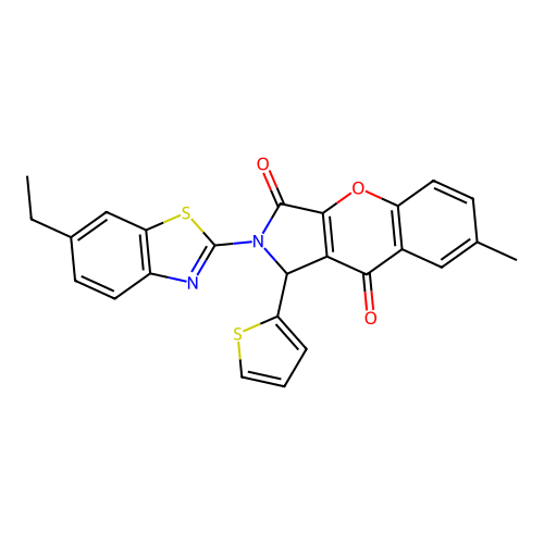2-(6-ethyl-1,3-benzothiazol-2-yl)-7-methyl-1-(thiophen-2-yl)-1,2-dihydrochromeno[2,3-c]pyrrole-3,9-dione structure