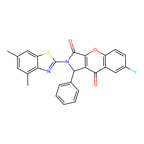 2-(4,6-dimethyl-1,3-benzothiazol-2-yl)-7-fluoro-1-phenyl-1,2-dihydrochromeno[2,3-c]pyrrole-3,9-dione structure