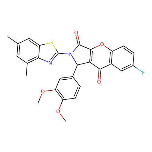 1-(3,4-dimethoxyphenyl)-2-(4,6-dimethyl-1,3-benzothiazol-2-yl)-7-fluoro-1,2-dihydrochromeno[2,3-c]pyrrole-3,9-dione structure