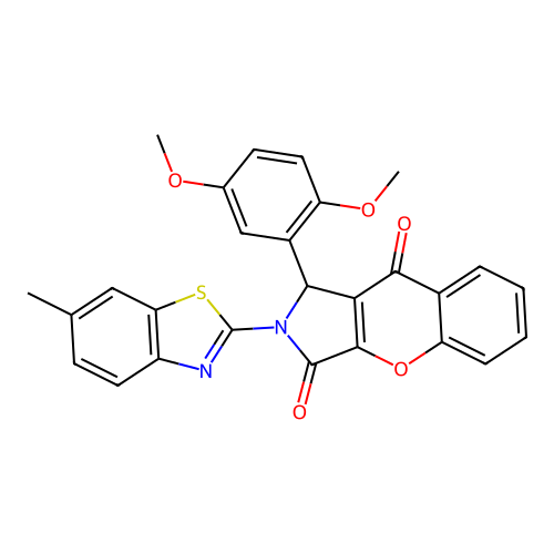 1-(2,5-dimethoxyphenyl)-2-(6-methyl-1,3-benzothiazol-2-yl)-1,2-dihydrochromeno[2,3-c]pyrrole-3,9-dione structure