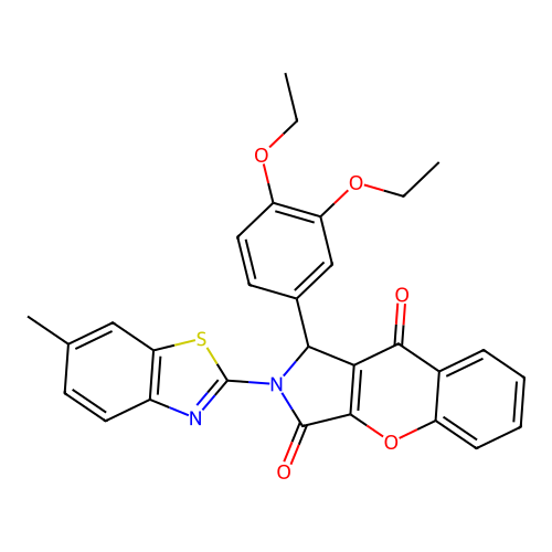 1-(3,4-diethoxyphenyl)-2-(6-methyl-1,3-benzothiazol-2-yl)-1,2-dihydrochromeno[2,3-c]pyrrole-3,9-dione structure