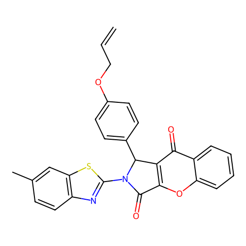 2-(6-methyl-1,3-benzothiazol-2-yl)-1-[4-(prop-2-en-1-yloxy)phenyl]-1,2-dihydrochromeno[2,3-c]pyrrole-3,9-dione structure