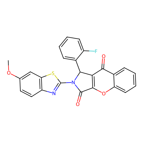1-(2-fluorophenyl)-2-(6-methoxy-1,3-benzothiazol-2-yl)-1,2-dihydrochromeno[2,3-c]pyrrole-3,9-dione structure