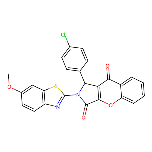 1-(4-chlorophenyl)-2-(6-methoxy-1,3-benzothiazol-2-yl)-1,2-dihydrochromeno[2,3-c]pyrrole-3,9-dione structure