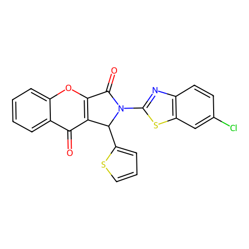 2-(6-chloro-1,3-benzothiazol-2-yl)-1-(thiophen-2-yl)-1,2-dihydrochromeno[2,3-c]pyrrole-3,9-dione structure