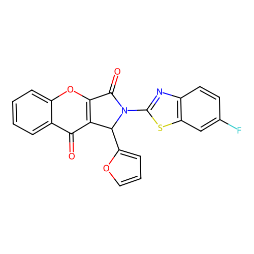 2-(6-fluoro-1,3-benzothiazol-2-yl)-1-(furan-2-yl)-1,2-dihydrochromeno[2,3-c]pyrrole-3,9-dione structure