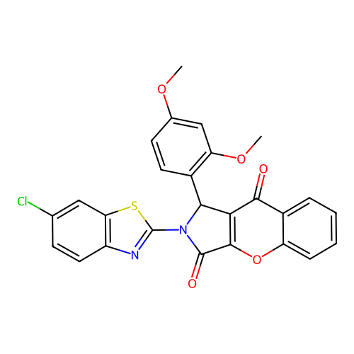 2-(6-chloro-1,3-benzothiazol-2-yl)-1-(2,4-dimethoxyphenyl)-1,2-dihydrochromeno[2,3-c]pyrrole-3,9-dione structure