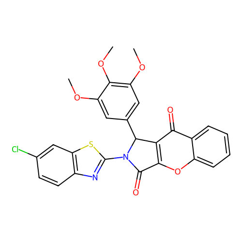 2-(6-chloro-1,3-benzothiazol-2-yl)-1-(3,4,5-trimethoxyphenyl)-1,2-dihydrochromeno[2,3-c]pyrrole-3,9-dione structure