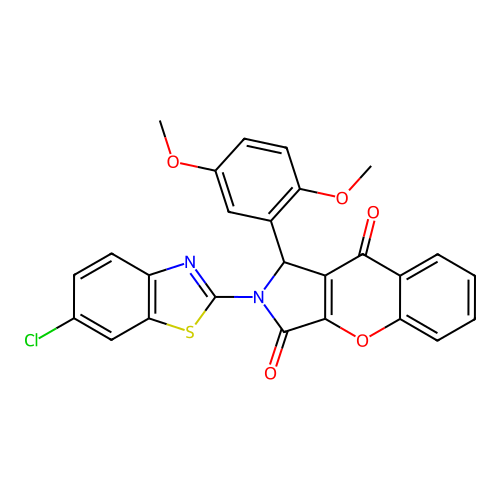 2-(6-chloro-1,3-benzothiazol-2-yl)-1-(2,5-dimethoxyphenyl)-1,2-dihydrochromeno[2,3-c]pyrrole-3,9-dione structure
