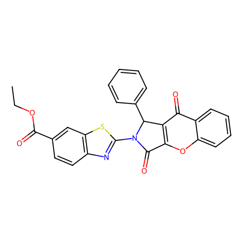 ethyl 2-(3,9-dioxo-1-phenyl-3,9-dihydrochromeno[2,3-c]pyrrol-2(1H)-yl)-1,3-benzothiazole-6-carboxylate structure