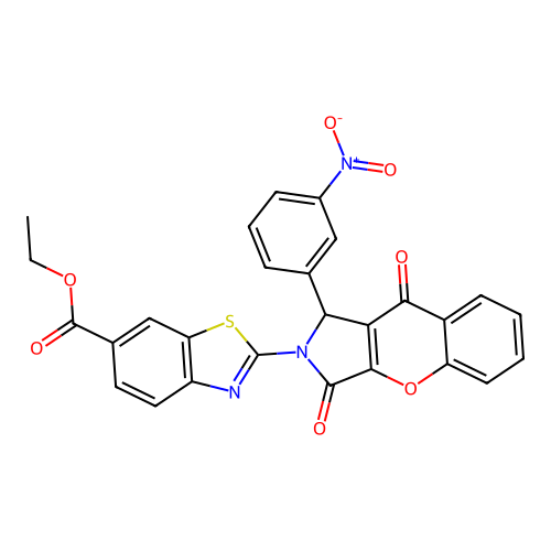 ethyl 2-(1-(3-nitrophenyl)-3,9-dioxochromeno[2,3-c]pyrrol-2(1H,3H,9H)-yl)benzo[d]thiazole-6-carboxylate structure