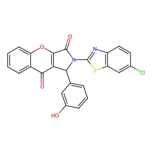 2-(6-chloro-1,3-benzothiazol-2-yl)-1-(3-hydroxyphenyl)-1,2-dihydrochromeno[2,3-c]pyrrole-3,9-dione structure